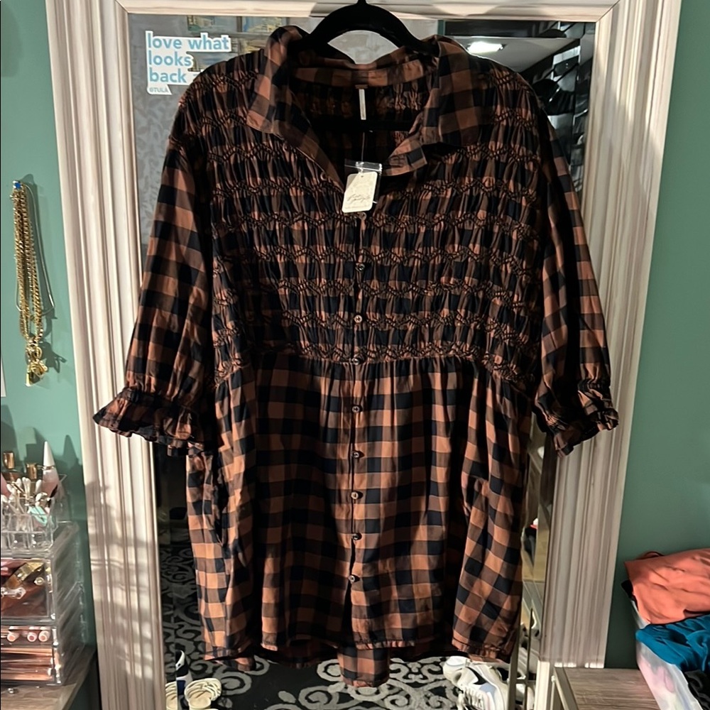 Free People Checkered Blouse (or minidress)